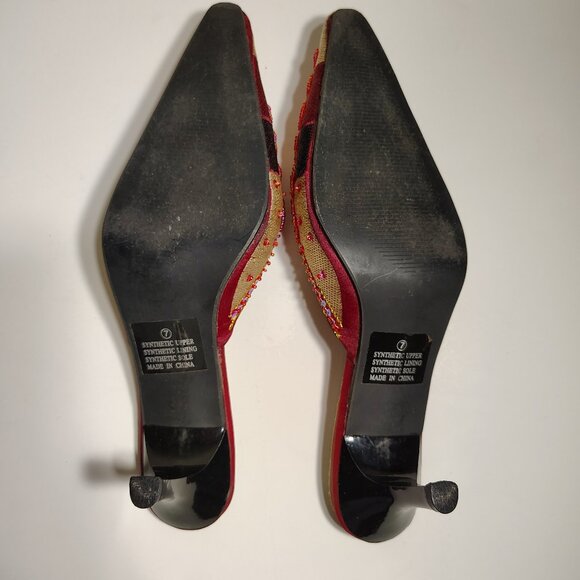 Varsavia Viamara Pointed Toe Indian Style Embroidered Beaded Low Heel - Picture 6 of 7